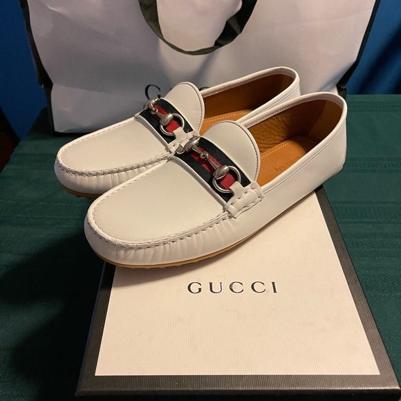 Gucci Shoes | Gucci Mens Leather Driving Shoes | Color: White | Size: 8.5 Gucci Shoes Fit Like A 10.5 US Mens Shoe | Wevegan14's Closet